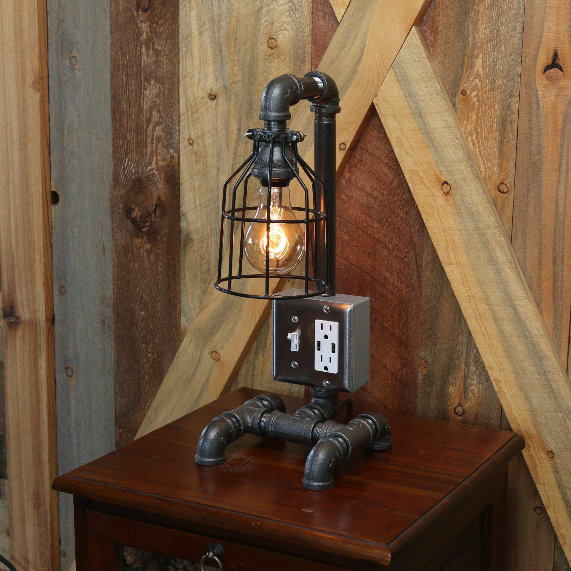 Industrial Pipe Table Or Desk Lamp With, Milas Industrial Pipe Table Lamp