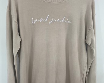 Spirit Junkie slogan spiritual mindful yoga organic cotton sweater