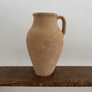 Vintage Terracotta Pitcher 13.25&quot; Tall - Turkish Olive Jar - Rustic Pottery - Terracotta Vase - Turkish Pottery - Clay Jar - Vintage Vessel