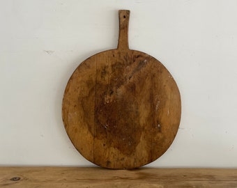 Vintage Bread Board 20.75" Tall - Round Turkish Bread Board - Antique Charcuterie Board - Primitive Cutting Board - Rustic Bread Board