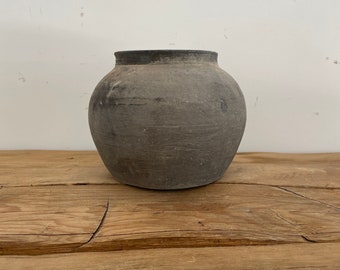 Small Vintage Clay Pot - Antique Pot - Rustic Pottery - Vintage Vase - Antique Clay Pottery - Decorative Jar - Rustic Turkish Vase