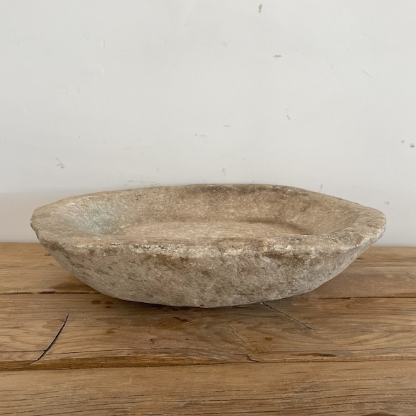 Vintage Stone Bowl - Rustic Bowl - Accent Bowl - Primitive Bowl - Antique Marble Bowl - Decorative Bowl - Catch All Bowl - Hand Carved Plate