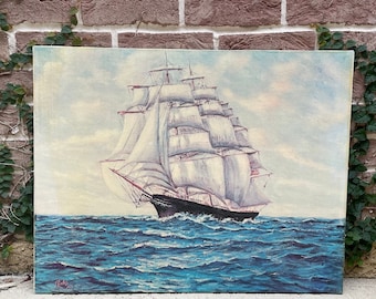 Large Vintage Ship Print 28" Wide - Clipper Ship Art on Canvas - Antique Ship Painting Reproduction - Nautical Décor - Vintage Boat Picture