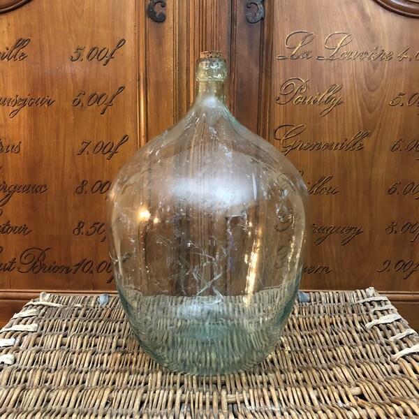 Dame-jeanne Français grande bouteille - bouteille de vin Français - bonbonne - Antique bouteille - Français Antique - pichet Vintage - vin pichet - dame-jeanne Antique