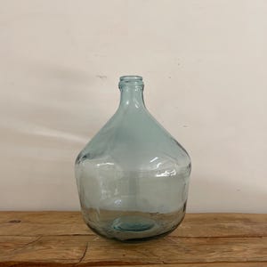 Medium Vintage Demijohn 14.75&quot; Tall - French Demijohn - Aqua Glass Bottle - Vintage French Wine Bottle - Vintage Jug