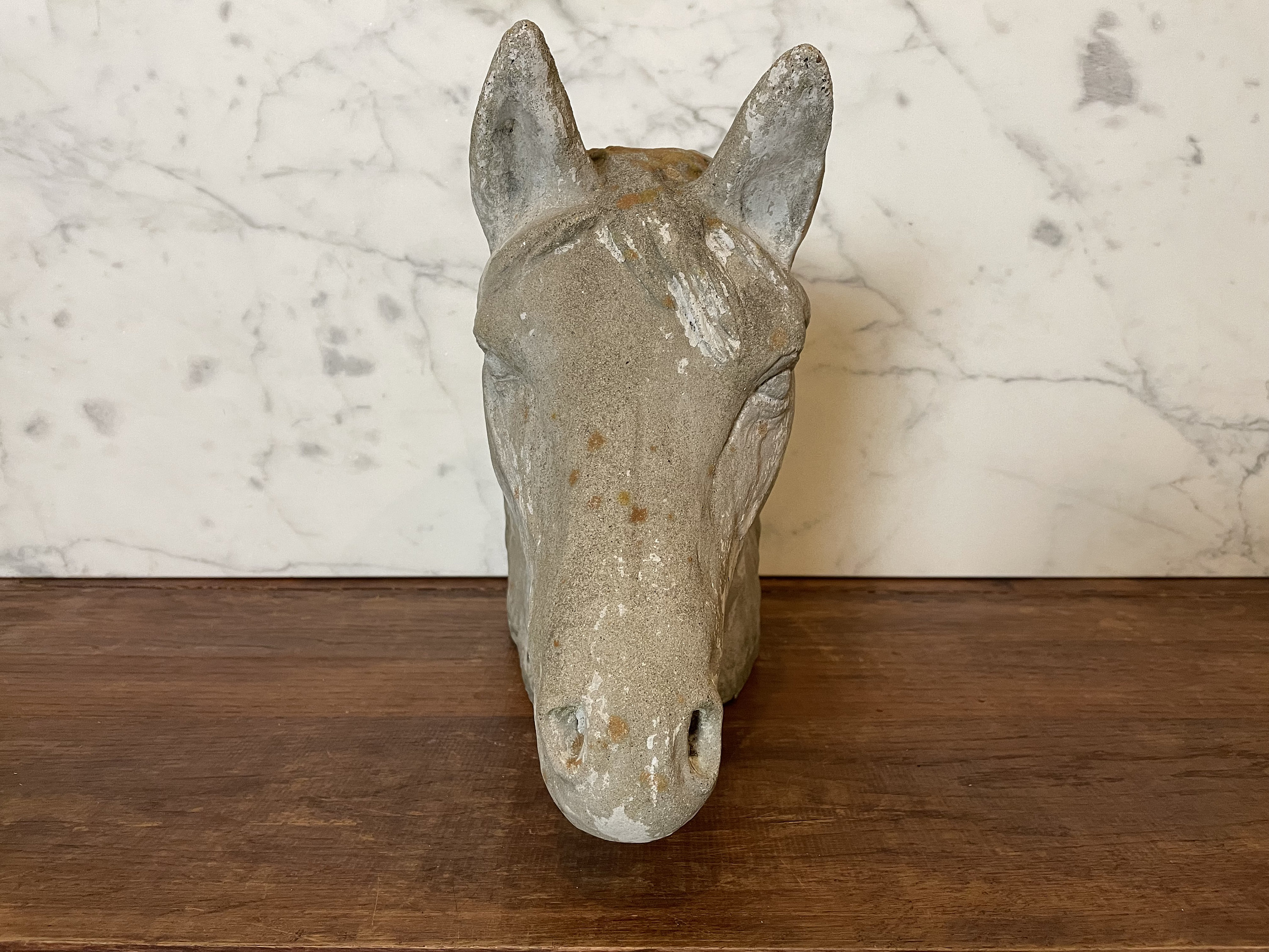 Vintage Concrete Horse Head Statue 19 Large Rustic Etsy