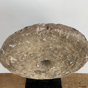 Large Vintage Millstone on Stand Vintage Stone Wheel on Pedestal Primitive Grinding Stone Stone Wheel Sculpture Antique Wheel image 3