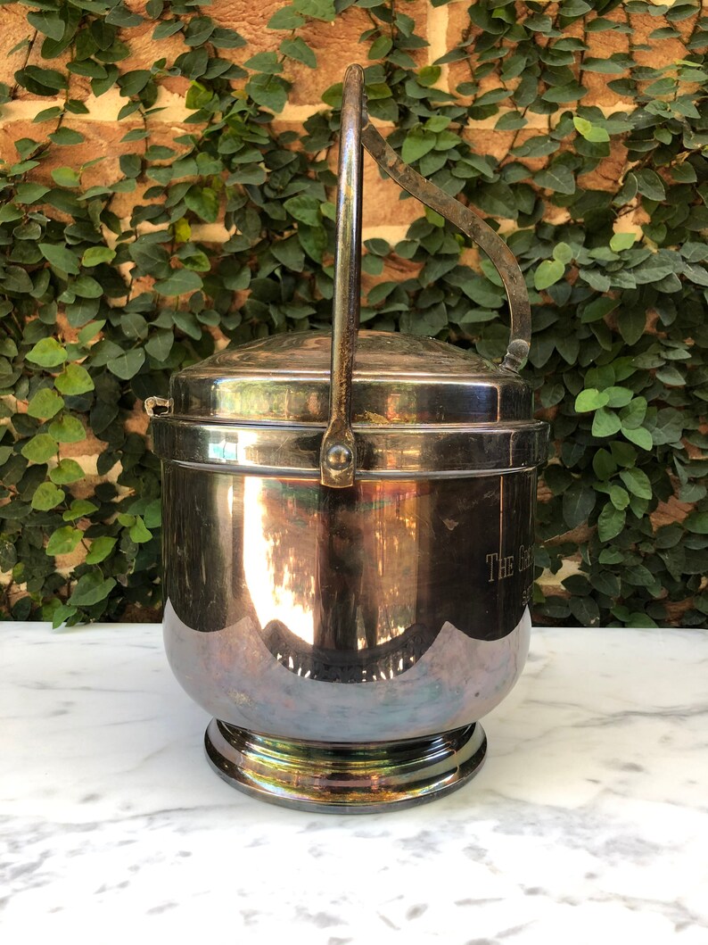 Engraved Silver Plated Ice Bucket Vintage Champagne Bucket Etsy