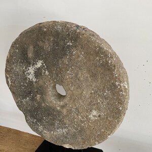 Large Vintage Millstone on Stand Vintage Stone Wheel on Pedestal Primitive Grinding Stone Stone Wheel Sculpture Antique Wheel image 9