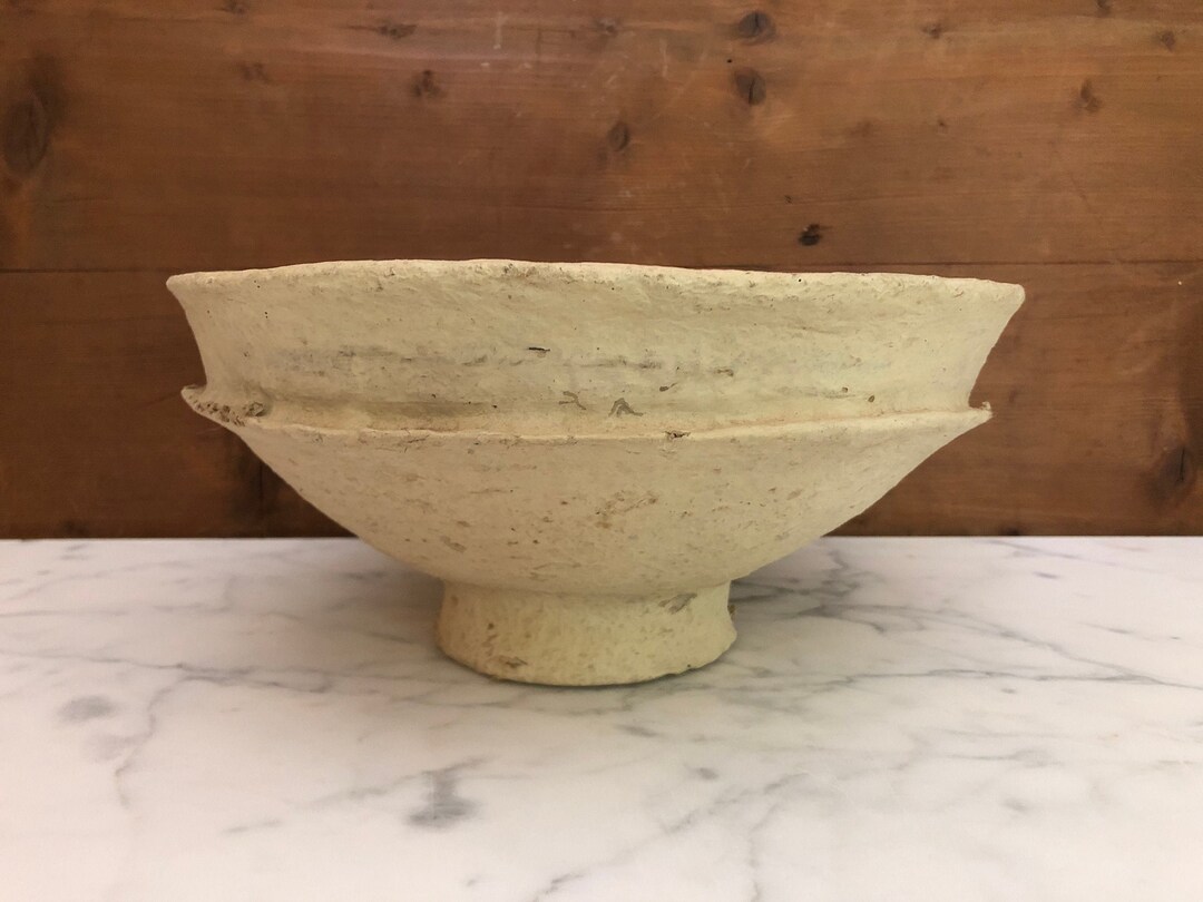 Vintage Paper Mache Bowl 13 Diameter Rustic Bowl Etsy