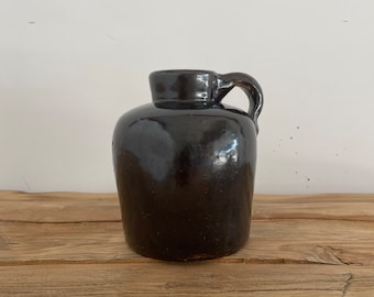 Vintage Glazed Stoneware Jug 6" T - Brown Beehive Jug - Vintage Pottery - Moonshine Jug - Antique Glazed Jug - Rustic Pottery - Small Vase