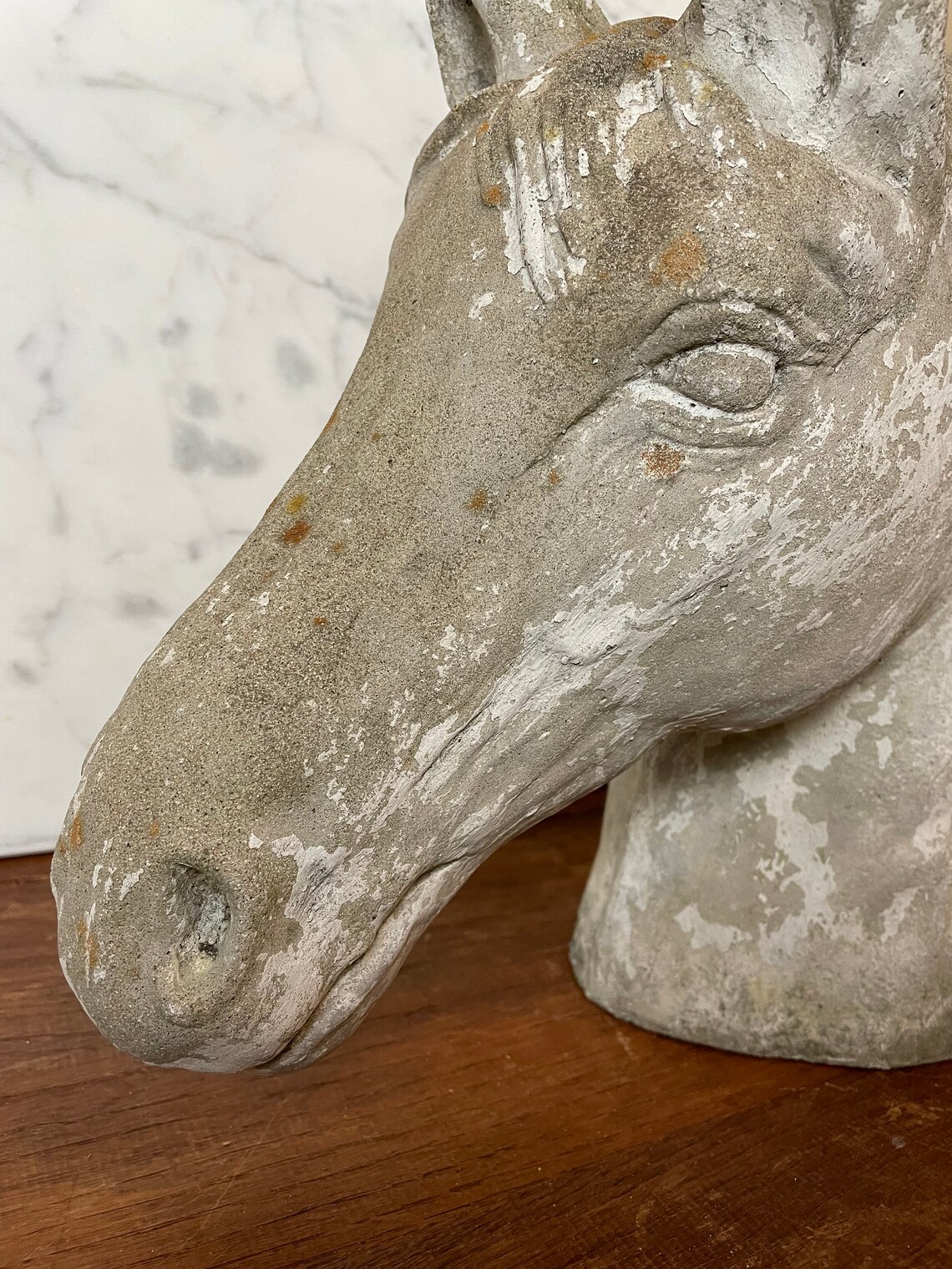 Vintage Concrete Horse Head Statue 19 Large Rustic Etsy