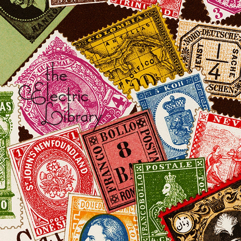 Stamp Collector Digital Download A Montage of Postage Stamps Etsy
