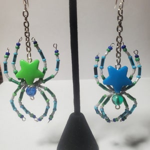 Seahawks Inspired Star Spider Earrings