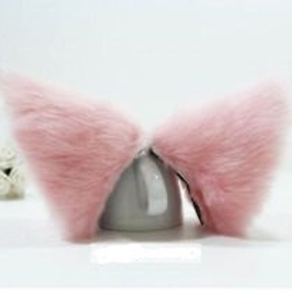 Kawaii kitten cat fancy dress costume clip on furry fur pink neko cosplay ears