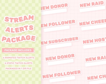 Animated Alerts, Twitch Alerts, Static Alert, Stream Alert, Pink, Streaming Notification