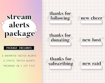 Animated Alerts, Browser Aesthetic, Twitch Alerts, Static Alert, Stream Alert, Black and White