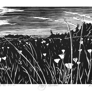 Woodblock print - Poppy Meadow