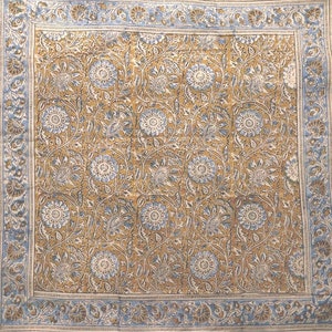 Bestseller / Kalamkari Vegetable Dye Floral Block Print Cotton Bandana from India / 21&quot; x 21&quot;