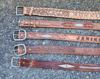 Vintage Tooled Leather Concho Belts