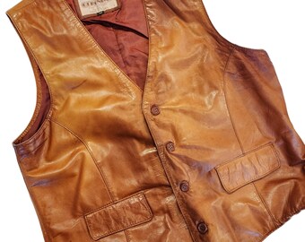 Vintage 70s Large Geronimo Brown Leather Vest