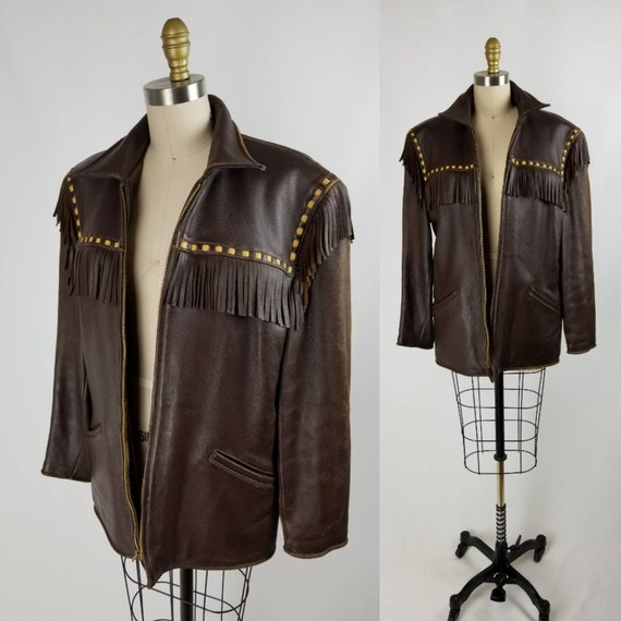 Vintage 40s/50s men's leather fringe jacket
