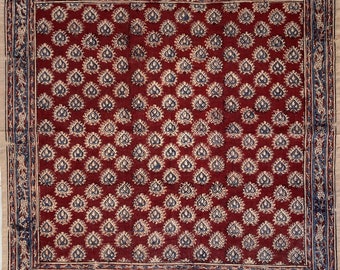 Bestseller / Kalamkari Vegetable Dye Floral Block Print Cotton Bandana from India / 21" x 21"