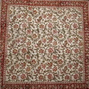 Bestseller / Kalamkari Vegetable Dye Floral Block Print Cotton Bandana from India / 21&quot; x 21&quot;