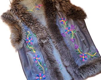Vintage XL Afghani Sherpa Waist Coat / Vest
