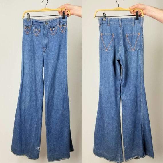 Vintage 70s high waist wide leg bell bottom jeans