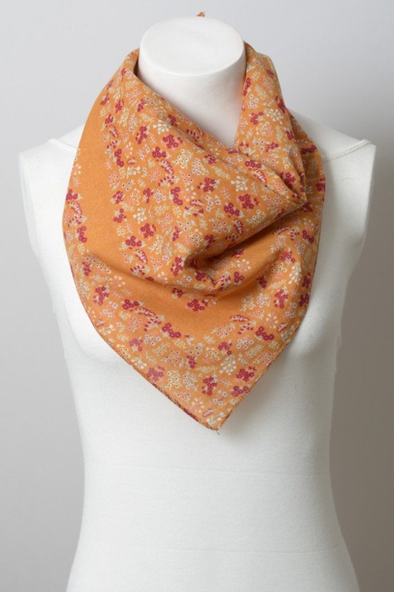 Bestseller / Cotton Bandana Scarf / Man Woman Bandana / Floral / Fashionable Gift / Wedding Bridesmaid / Quick Ship / Kit Camel Foilage