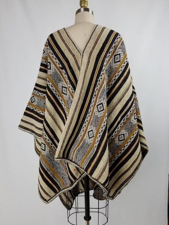 Vintage Circa 70s Woven Central American Poncho M… - image 5