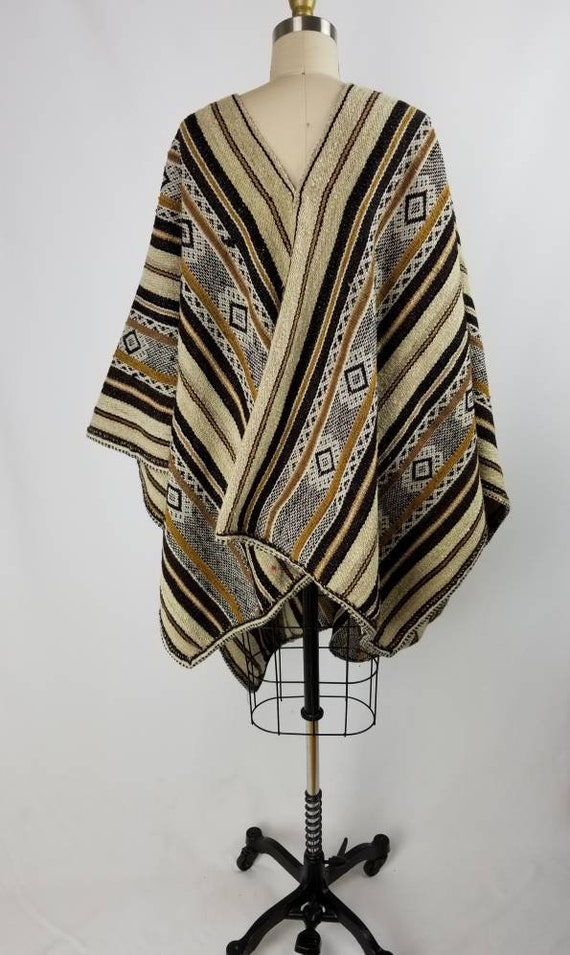 Vintage Circa 70s Woven Central American Poncho M… - image 6