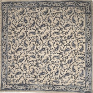 Bestseller / Kalamkari Vegetable Dye Floral Block Print Cotton Bandana from India / 21" x 21"