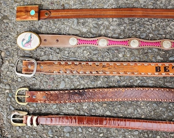 Vintage Tooled Leather Concho Belts