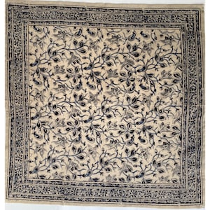 Bestseller / Kalamkari Vegetable Dye Floral Block Print Cotton Bandana from India / 21" x 21"