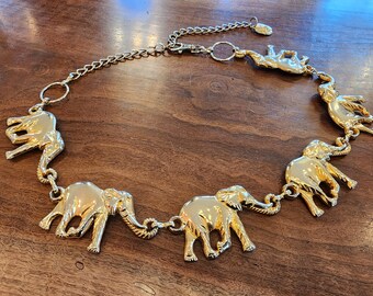 34" Vintage Gold Tone Elephant Chain Belt