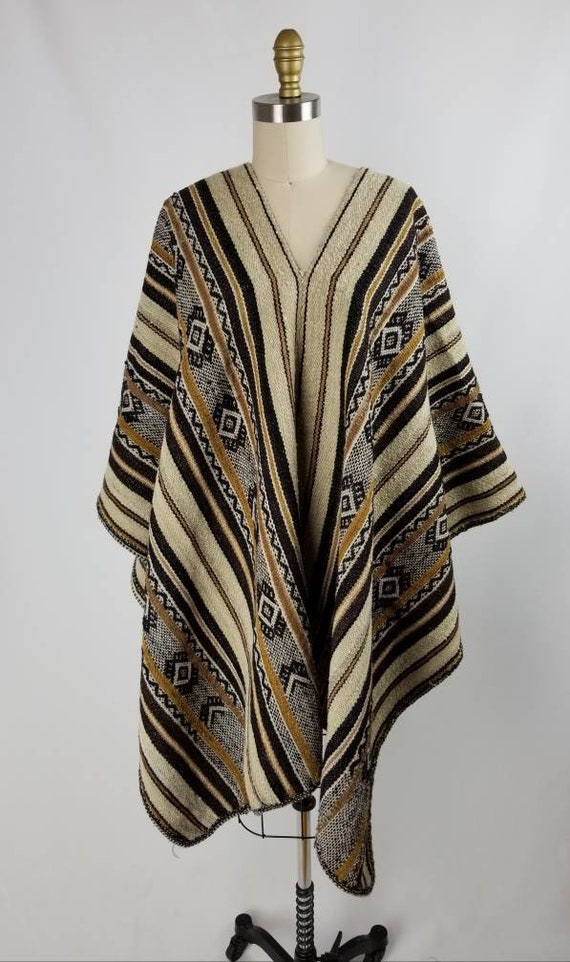 Vintage Circa 70s Woven Central American Poncho M… - image 2