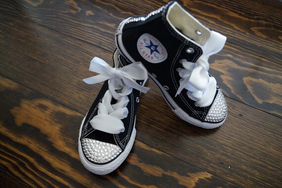 Swarovski Rhinestone Baby Girl Toddler White Converse Shoes