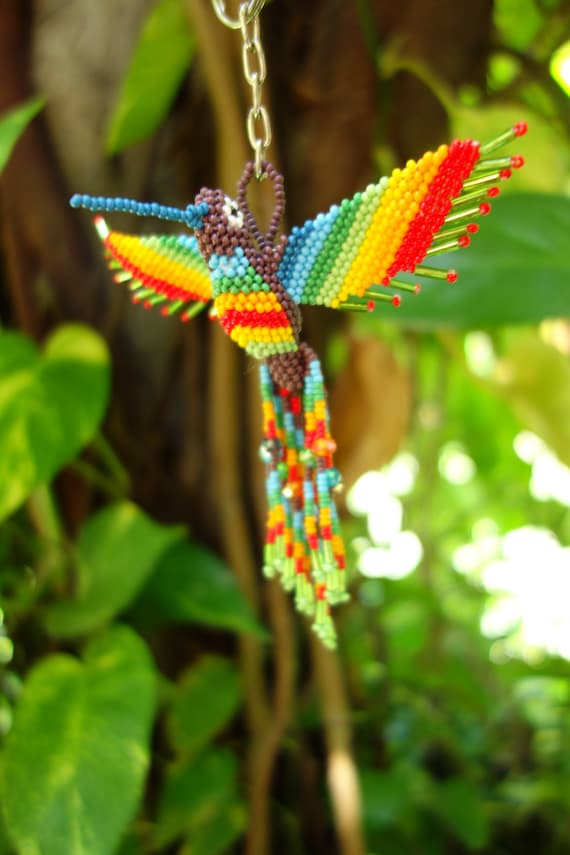 Items similar to HUMMINGBIRD BEADED 3D BIRD Ornament Seed Beads Glass