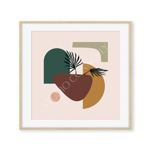 Modern Abstract Geometric Art | Palm Leaf | Colorful Print | Digital Download | Midcentury Modern Funky Shapes