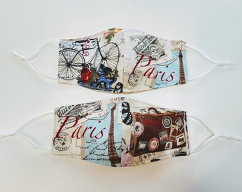 Paris Theme Face Mask, Paris Face Mask, Travel Theme Face Mask, Travel Face Mask, Adult Face Mask, Teen Face Mask, Kids Face Mask