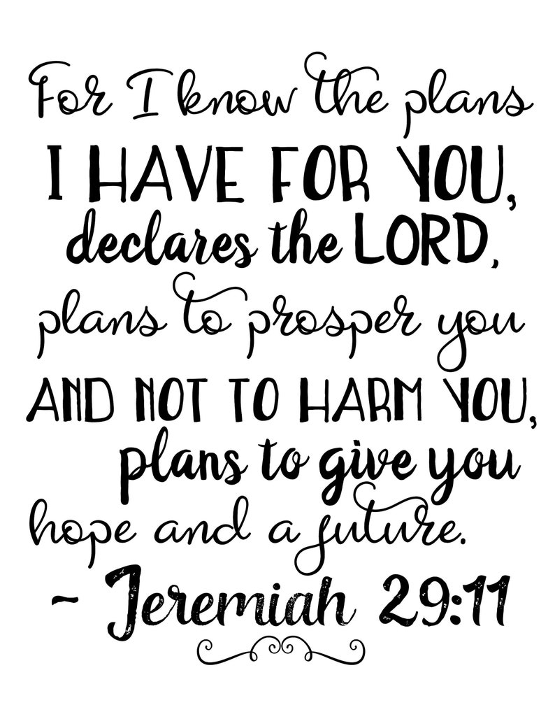 Jeremiah 29:11 Inspirational Bible Verse Scripture Printable image 1