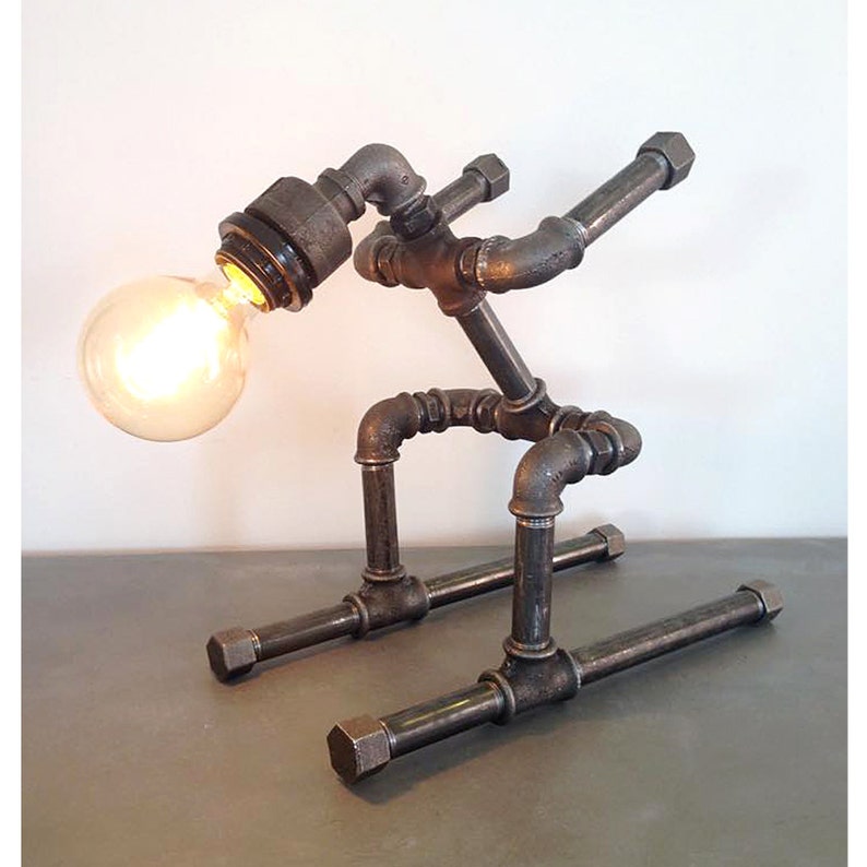 Robot Ski Table Lamp Pipe Style Edison Bulb Image 0