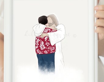 Christ Hugging Man Memorial Art, Christian LDS Wall Art (Digital Download)