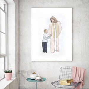 Christian, Baptism Gift, Christ Watercolor, Digital Painting, Boy Baptism, Boy With Christ, Jesus Art, Christ Art, Jesus Art, Jesus Christ,