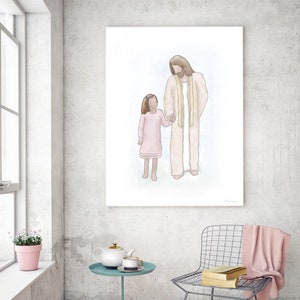 With Christ, Christ Wall Art, Older Girl and Christ, Christ Painting, Digital Art, Christian Art, Christian Painting, Digital Painting, LDS