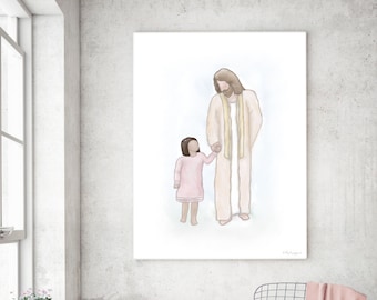 Christ With Child Art Print: Christian Watercolor Painting (Digital Download)