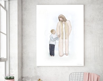 Boy's Baptism Gift: Jesus Christ Watercolor Art (Digital Download)