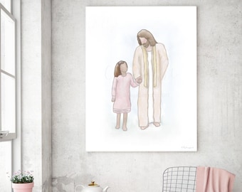 With Christ, Christ Wall Art, Older Girl and Christ, Christ Painting, Digital Art, Christian Art, Christian Painting, Digital Painting, LDS